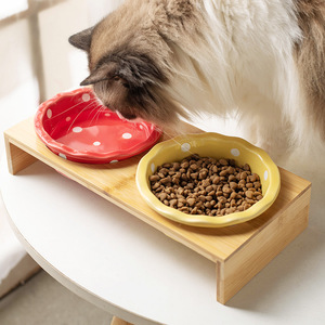 Ceramic <b>Cat</b> Bowl Double Elevated <b>Feeder</b> Stand For <b>Cats</b> And Small Dogs - Product Image 3