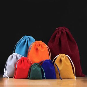 Sac à cordon en velours de qualité à prix compétitif, pochettes en velours pour emballage de bijoux et cadeaux - Product Image 1