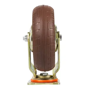 重型脚轮棕色实心橡胶轮脚轮刚性旋转6 8 10英寸250千克300千克350千克滚珠轴承超级
