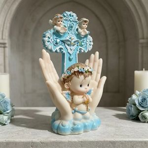 SWAITE Statuetta in Resina Stile Europeo, Angelo con Croce, Decorazione Religiosa da Tavolo, Regalo Aziendale - Product Image 2