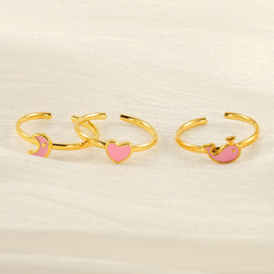 Heart Shaped Enamel Open <b>Ring</b> Women Adjustable Stainless Steel Fashion Jewelry Gift ZG647 Heart <b>Ring</b> ZG646 Dolphin <b>Ring</b> ZG684 - Product Image 1