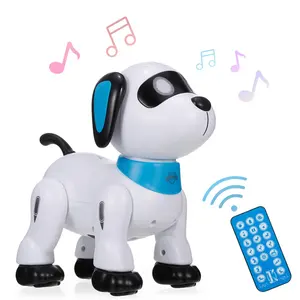 Robô controle remoto de voz para cachorro, brinquedo eletrônico programável para cães com controle remoto, controle por voz, cachorro, canto e dança