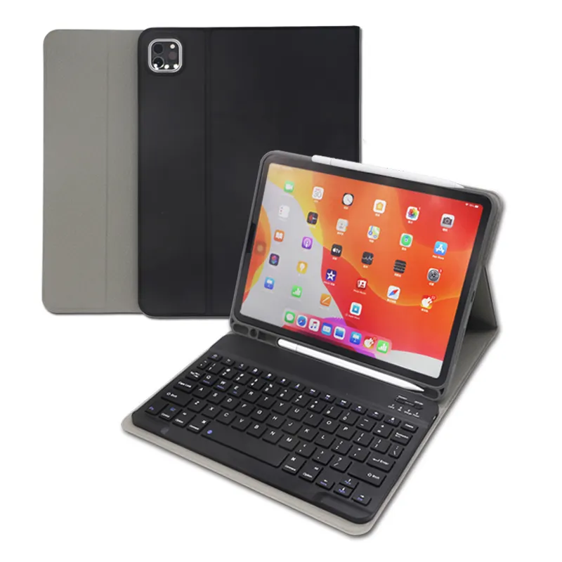 Factory outlets Scratch proof skin feeling Auto-sleep/wake tablet case with wireless keyboard and pen slot suitable for ipad
