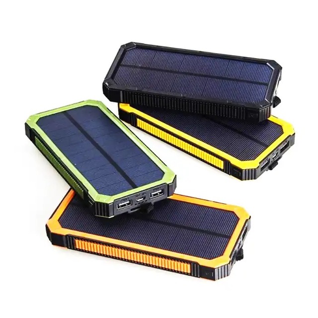 2026 New Type-C Solar Panel Power Bank 20000 Mah Portable Charger with 3 Outputs Waterproof External Backup 10W Output