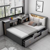 Lit moderne simple tatami chambre bureau multifonctionnel et bibliothèque rangement intégré garçons et filles lits simples
