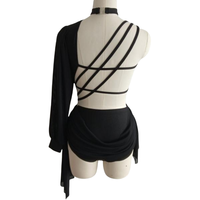 Ensemble justaucorps personnalisé robe de danse lyrique à bretelles spaghetti en mousseline de soie bordeaux