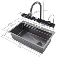 Robinet d'évier de cuisine blanc intelligent, Évier de cuisine intelligent blanc grand robinet de cuisine monté sur le pont pour évier de cuisine 304 cuisine à un bol