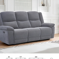 Canapé inclinable multifonctionnel pour la maison, en tissu velours gris moderne, avec cadre en bois, 3 places, électrique, avec mémoire de forme, pour le cinéma à domicile