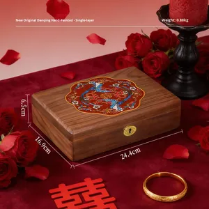 Caja <span class=keywords><strong>de</strong></span> Joyería <span class=keywords><strong>de</strong></span> Nogal Estilo Chino Pintada a Mano, Doble Luan, <span class=keywords><strong>para</strong></span> Novia, Regalo <span class=keywords><strong>para</strong></span> Recién Casada - Product Image 1