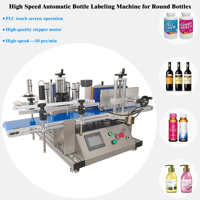Machine d'étiquetage automatique électrique compacte pour bouteilles PET de 10 ml et 30 ml avec convoyeur, PLC et entraînement par moteur