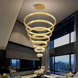 Lampadari di Lusso <span class=keywords><strong>a</strong></span> Sospensione per Sala da Pranzo con Anelli LED <span class=keywords><strong>a</strong></span> Risparmio Energetico, Lampade <span class=keywords><strong>a</strong></span> Sospensione Circolari in Cristallo Moderne per Hotel - Product Image 6