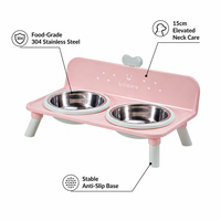 Nouvelle gamelle pour animaux de compagnie en acier inoxydable surélevée, antidérapante, anti-renversement, double couche, étanche, élégante, pour usage intérieur, en forme de cœur