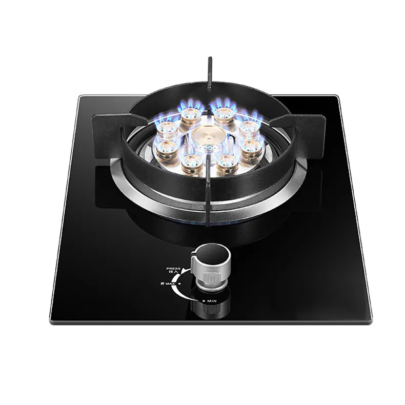 Venta caliente cocina de gas de bajo precio LPG cocinas de gas portátiles inteligentes batería superior de vidrio estufa de gas de un solo quemador para Cocina