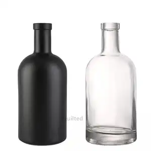 Empty 50 100 200 375 500 700 750 Ml Factory Produced Thick Bottom Glass Liquor Vodka Bottle