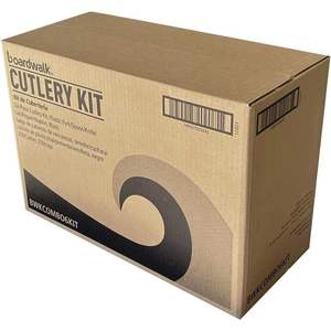 Kit de couverts six pièces de poids moyen 5,86 po en PS noir (fourchette/couteau/serviette/poivre/sel/cuillère) personnalisable pour les fêtes, 250 pièces/carton - Product Image 4