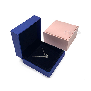 High End PU Rectangle Jewelry <b>Box</b> with Velvet Lining for Necklace Storage in Pink and Blue Colors Factory Direct - Product Image 3