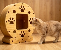Plaque latérale circulaire en bambou pour niche à chat, avec trous de ventilation multi-pattes, panneau de remplacement détachable pour cachette de chat, à assembler soi-même
