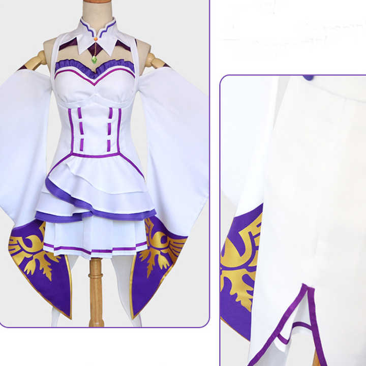 Anime Kleid Re Zero Cosplay Sets Perücke Frauen Cosplay Kleid Emilia Cosplay Kostüm Sexy Party Halloween Mantel