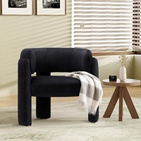 Fauteuil décontracté pliable en peluche tufté fait main, style design nordique moderne, avec dossier bas et accoudoirs, pour hôtel et salon