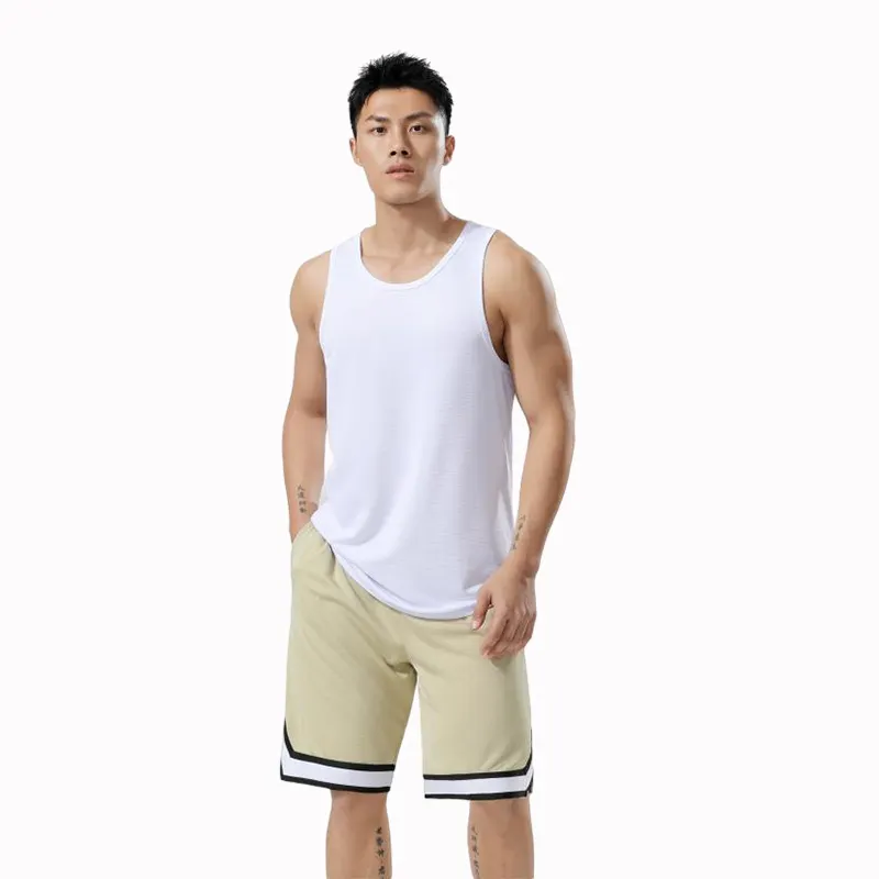 High Quality Custom Print Logo Polyester Sleeveless Men's T shirts Gym Sports Breathable Quick Dry Tank Tops Summer Vests
