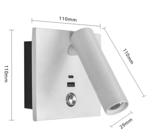 White color LED adjustable <b>wall</b> lamp 3 w for <b>bedside</b> reading - Product Image 2