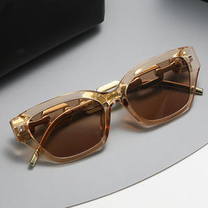 Nouvelles lunettes de soleil œil de chat pour femmes, protection UV400, monture en chaîne métallique, monture complète, lentilles PC, type 3, pare-soleil YC2285 D1 - Product Image 4