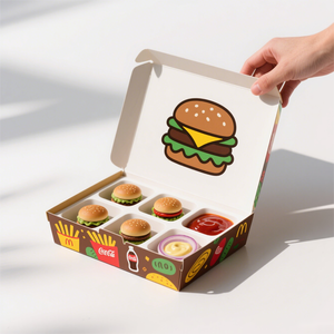 ハンバーガーボックス使い捨てペットフードグレード包装ハンバーガー用カスタマイズ可能クラフト紙ギフト用テイクアウト食品 - Product Image 6