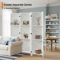 Étagères de séparation de pièce modernes, design en X blanc, cloison pliante à 6 panneaux, séparateur autoportant style shabby chic pour chambre et bureau, 67 pouces de hauteur