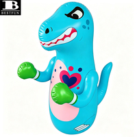 Sac de frappe gonflable écologique bleu clair pour enfants, cible de boxe robuste en forme de T-Rex pour tout-petits, jouet pour jouer en extérieur et en intérieur