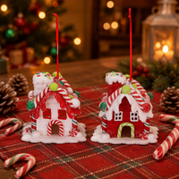 Breloques suspendues, ornement d'arbre de noël, maison en résine, pain porte-bonheur