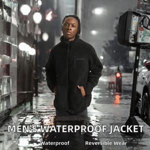 Veste tactique d'extérieur pour homme, imperméable, décontractée, double face, en polaire, avec fermeture éclair et col montant, pour l'hiver et l'automne - Product Image 2