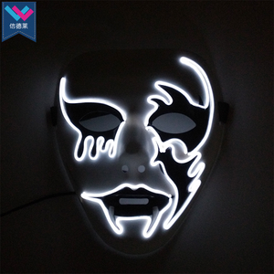 TW-M074หน้ากากปีศาจเรืองแสงหน้ากากพีวีซีแบบไม่ระบุชื่อพร้อมสายรูปเอลฮาโลวีนงานคาร์นิวัลหน้ากากเรืองแสงตกแต่งหน้ากากเรืองแสงในที่มืด LED - Product Image 2