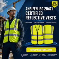 Gilet di Sicurezza Riflettente Alta Visibilità con Tasche Multiple, ANSI Classe 2, Traspirante in Poliestere per Cantieri Edili
