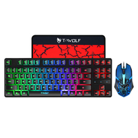 Clavier de jeu filaire TWOLF TF260 Souris et tapis de souris Combo 3 en 1 pour PC Ordinateur Gamer RGB LED arc-en-ciel Clavier lumineux et rétroéclairé