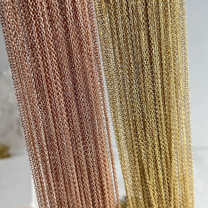 Stainless Steel Necklace O-<b>Chain</b> Flat <b>Cross</b> Design Rose Gold Gold Steel Color Multiple Lengths For Stacking - Product Image 2