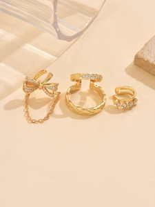 Pendientes de clip de estilo minimalista de moda para un uso diario cómodo Diseño geométrico con piedra de circón-Conjunto de joyas de regalo - Product Image 3