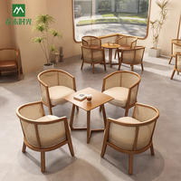 Juego de mesa y sillas de café de alta calidad, sillones de ratán de restaurante modernos nórdicos adecuados para muebles de restaurante y cafetería