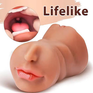 Coños de bolsillo Masturbadores para adultos Doble agujero Oral 3D Avión Copa Marrón Garganta profunda Elástico-Masturbación conveniente - Product Image 3