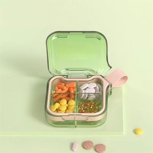 กล่องยาพกพาแบบ 4 ช่อง พร้อมส่ง ใช้สำหรับจัดยาประจำวัน เหมาะสำหรับการเดินทาง กล่องยาพลาสติก - Product Image 1
