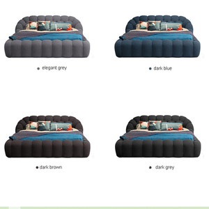 Легкий роскошный европейский дизайн розовый бархатный тканевый деревянный изголовье мягкой кровати детская двуспальная кровать каркас - Product Image 3