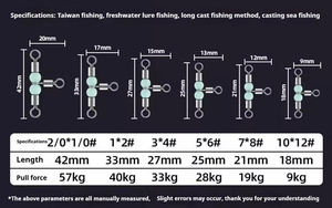 Connecteur de pêche en mer en acier inoxydable de haute qualité, émerillon à trois voies pour eau salée, émerillon croisé rotatif avec perles, 430 lb - Product Image 6