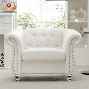 HJ HOME Aviator Retro Lounge Canapé nordique français à un bras Fauteuil d'appoint de salon Canapé 1 place en tissu d'agneau - Product Image 2