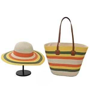 Custom <b>Ladies</b> <b>Hat</b> and Handbags Set <b>Summer</b> Beach Casual Travel Fishing Paper Tote Bag with Custom Color - Product Image 6