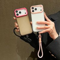 Coque de téléphone transparente en TPU avec lanière de poignet colorée et protection d'objectif, couleurs bonbon, pour iPhone 17 16 15 14 13 12 Pro Max X/XS Max