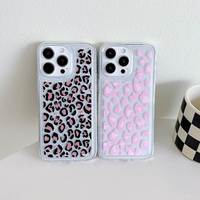 Étui de téléphone transparent en TPU antichoc avec motif léopard embossé style Ins pour 15 Pro Max 14Plus 13 12 11 7 Plus