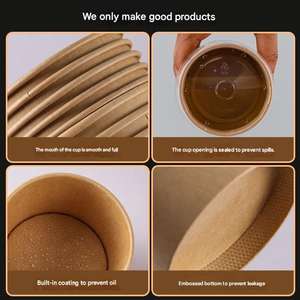 Custom OEM ODM Restaurant Disposable High-Capacity Kraft <b>Paper</b> <b>Bowls</b> Cup Biodegradable Takeaway Food Container - Product Image 2