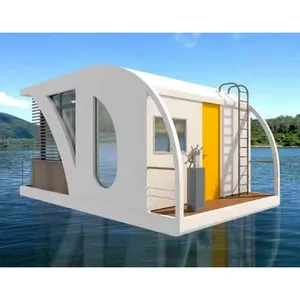 Diseño de lujo moderno flotante prefabricado barco pontón casa flotante pequeña casa flotante