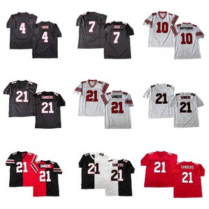 Maillot de rugby vintage pour homme, style cousu, 4 <span class=keywords><strong>Brett</strong></span> Favre, 7 <span class=keywords><strong>Michael</strong></span> Vick, 10 Steve Bartkowski, 21 Deion Sanders, tailles S-3XL - Product Image 1