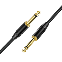 Kabel Audio Stereo Koaksial Jantan ke Jantan 1m 6.35mm untuk Amplifier Mikrofon Bass Gitar Elektrik