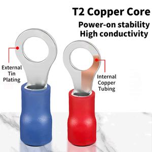 CNXI RV系列UL认证压接式电气连接器镀锡电缆接线片汽车用PVC绝缘铜环形端子 - Product Image 2